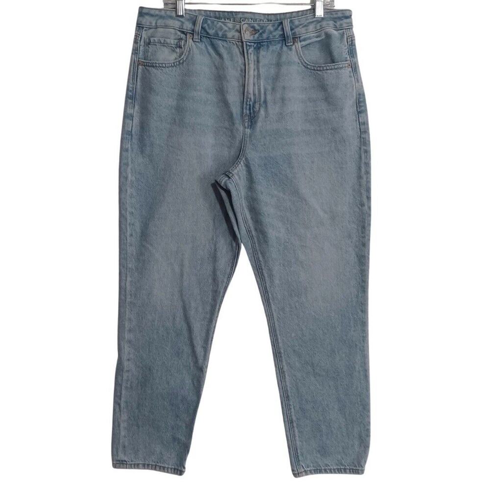 American Eagle MOM Jeans Women's 14 Blue Light Wash Denim STRIGID High Rise